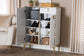 Baxton Studio Lilac Modern Glam White Wood and Gold Metal 2-Door Shoe Cabinet FredCo