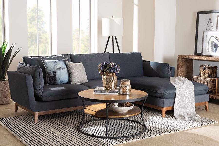 Baxton Studio Linanas Modern Dark Grey Fabric Right Facing Sectional Sofa FredCo