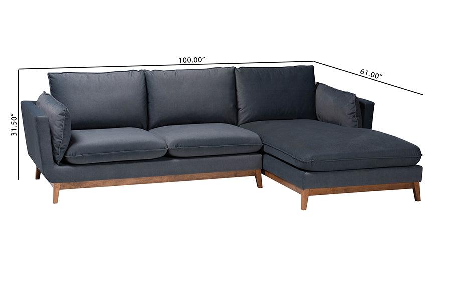 Baxton Studio Linanas Modern Dark Grey Fabric Right Facing Sectional Sofa FredCo