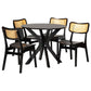 Baxton Studio Linnet Mid-Century Modern Dark Brown Finished Wood and Rattan 5-Piece Dining Set FredCo