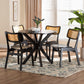 Baxton Studio Linnet Mid-Century Modern Dark Brown Finished Wood and Rattan 5-Piece Dining Set FredCo