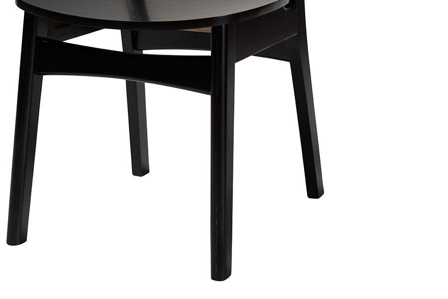 Baxton Studio Linnet Mid-Century Modern Dark Brown Finished Wood and Rattan 5-Piece Dining Set FredCo