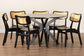 Baxton Studio Linnet Mid-Century Modern Dark Brown Finished Wood and Rattan 7-Piece Dining Set FredCo
