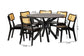 Baxton Studio Linnet Mid-Century Modern Dark Brown Finished Wood and Rattan 7-Piece Dining Set FredCo