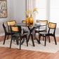 Baxton Studio Linnet Mid-Century Modern Dark Brown Finished Wood and Rattan 7-Piece Dining Set FredCo