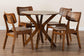 Baxton Studio Linnet Mid-Century Modern Walnut Brown Finished Wood and Rattan 5-Piece Dining Set FredCo