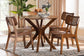 Baxton Studio Linnet Mid-Century Modern Walnut Brown Finished Wood and Rattan 5-Piece Dining Set FredCo