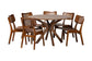 Baxton Studio Linnet Mid-Century Modern Walnut Brown Finished Wood and Rattan 7-Piece Dining Set FredCo