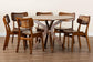 Baxton Studio Linnet Mid-Century Modern Walnut Brown Finished Wood and Rattan 7-Piece Dining Set FredCo