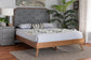 Baxton Studio Lorana Mid-Century Modern Grey Fabric and Walnut Brown Wood King Size Platform Bed FredCo