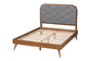 Baxton Studio Lorana Mid-Century Modern Grey Fabric and Walnut Brown Wood King Size Platform Bed FredCo