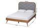 Baxton Studio Lorana Mid-Century Modern Grey Fabric and Walnut Brown Wood King Size Platform Bed FredCo