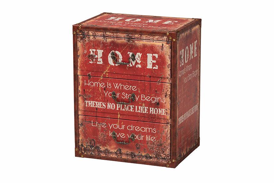 Baxton Studio Lorand Vintage Faux Leather and Wood 3-Drawer Storage Trunk FredCo