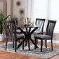 Baxton Studio Lore Modern Grey Fabric and Dark Brown Wood 5-Piece Dining Set FredCo