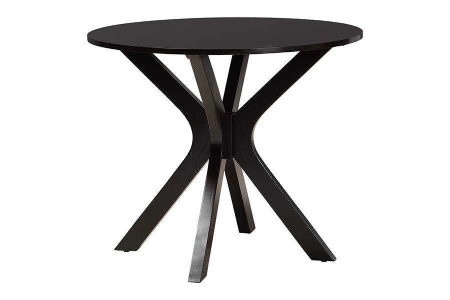 Baxton Studio Lore Modern Grey Fabric and Dark Brown Wood 5-Piece Dining Set FredCo
