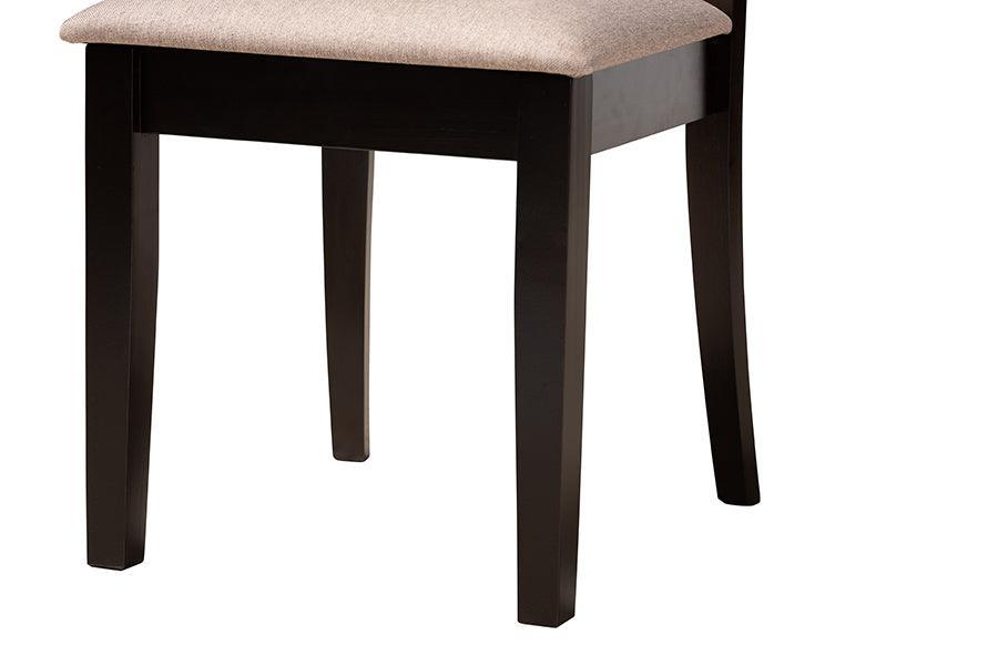 Baxton Studio Lore Modern Sand Fabric and Dark Brown Finished Wood 5-Piece Dining Set FredCo