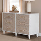 Baxton Studio Louetta Coastal White Carved Contrasting 6-Drawer Dresser FredCo