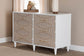 Baxton Studio Louetta Coastal White Carved Contrasting 6-Drawer Dresser FredCo