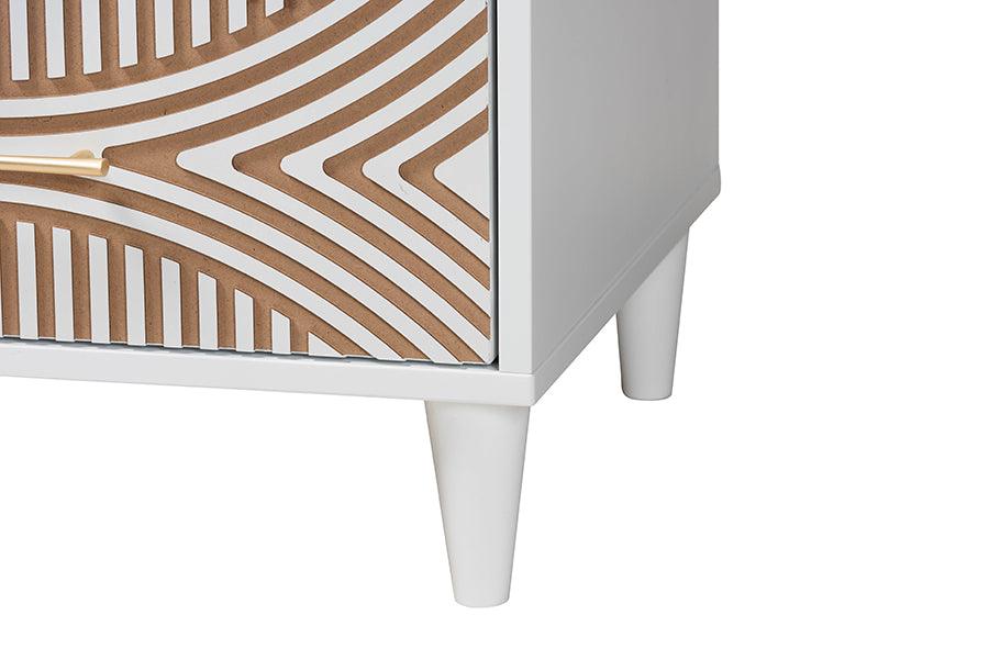 Baxton Studio Louetta Coastal White Carved Contrasting 6-Drawer Dresser FredCo