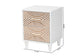 Baxton Studio Louetta Coastal White Caved Contrasting 2-Drawer Nightstand FredCo