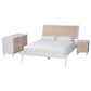 Baxton Studio Louetta Coastal White Caved Contrasting King Size 3-Piece Bedroom Set FredCo
