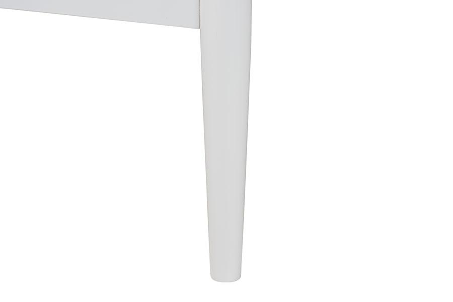 Baxton Studio Louetta Coastal White Caved Contrasting King Size 4-Piece Bedroom Set FredCo