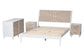 Baxton Studio Louetta Coastal White Caved Contrasting Queen Size 4-Piece Bedroom Set FredCo