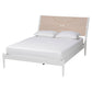 Baxton Studio Louetta Coastal White King Size Platform Bed with Carved Contrasting Headboard FredCo