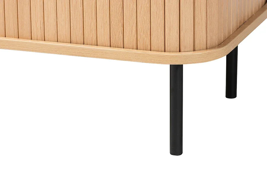 Baxton Studio Lucia Fluted Wood Sideboard - Mid-Century Modern Buffet Cabinet with Sliding Tambour Doors, 55" Wide FredCo