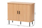 Baxton Studio Lucia Fluted Wood Storage Cabinet - Mid-Century Modern Sideboard with Sliding Tambour Doors, 35" Wide FredCo