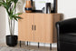 Baxton Studio Lucia Fluted Wood Storage Cabinet - Mid-Century Modern Sideboard with Sliding Tambour Doors, 35" Wide FredCo