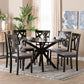 Baxton Studio Luise Modern Grey Fabric and Dark Brown Finished Wood 7-Piece Dining Set FredCo