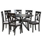 Baxton Studio Luise Modern Grey Fabric and Dark Brown Finished Wood 7-Piece Dining Set FredCo