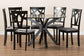 Baxton Studio Luise Modern Grey Fabric and Dark Brown Finished Wood 7-Piece Dining Set FredCo