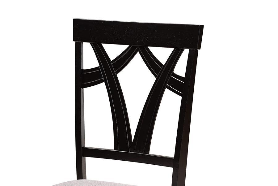 Baxton Studio Luise Modern Grey Fabric and Dark Brown Finished Wood 7-Piece Dining Set FredCo