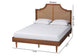 Baxton Studio Macaria Mid-Century Modern Ash Walnut Woven Rattan King Size Bed FredCo