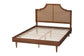 Baxton Studio Macaria Mid-Century Modern Ash Walnut Woven Rattan King Size Bed FredCo