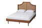Baxton Studio Macaria Mid-Century Modern Ash Walnut Woven Rattan Queen Size Bed FredCo