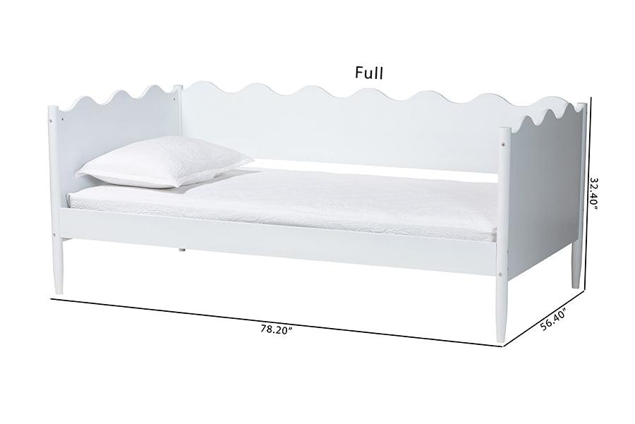 Baxton Studio Malaya Modern White Wood Full Daybed with Scalloped Edges FredCo