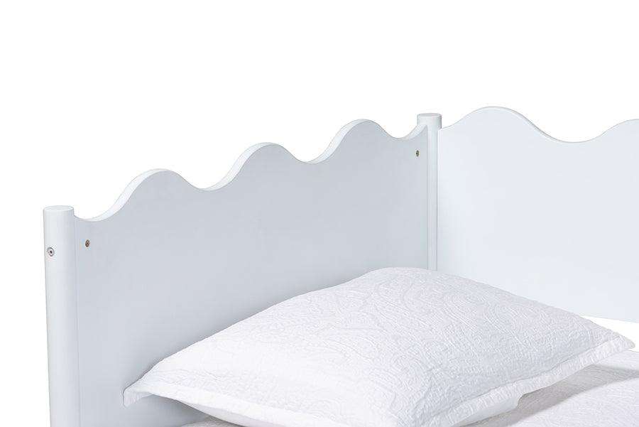 Baxton Studio Malaya Modern White Wood Full Daybed with Scalloped Edges FredCo
