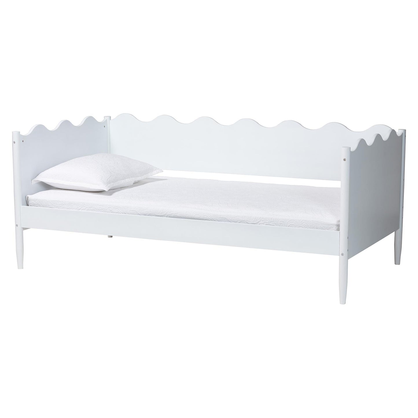 Baxton Studio Malaya Modern White Wood Full Daybed with Scalloped Edges FredCo