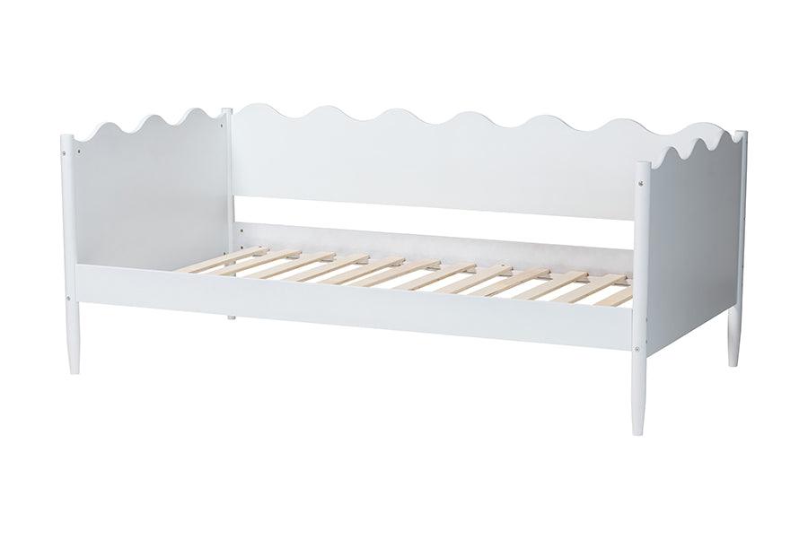 Baxton Studio Malaya Modern White Wood Full Daybed with Scalloped Edges FredCo