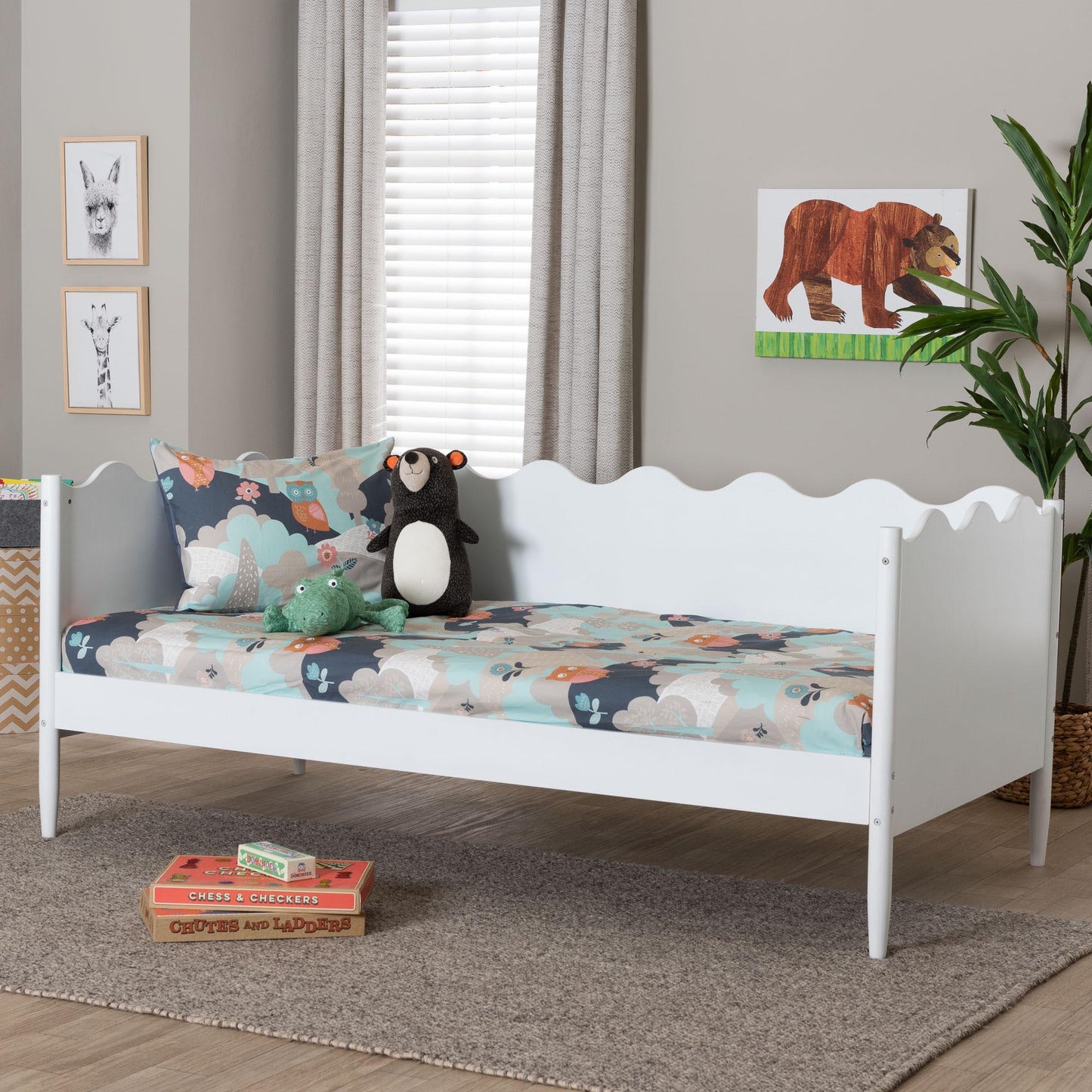 Baxton Studio Malaya Modern White Wood Full Daybed with Scalloped Edges FredCo