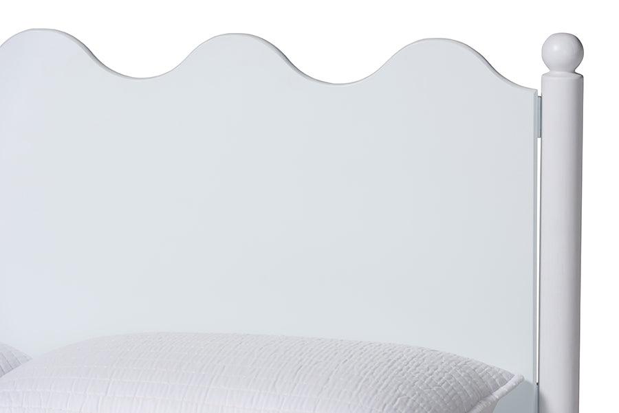 Baxton Studio Malaya Modern White Wood Full Platform Bed with Scalloped Edges FredCo