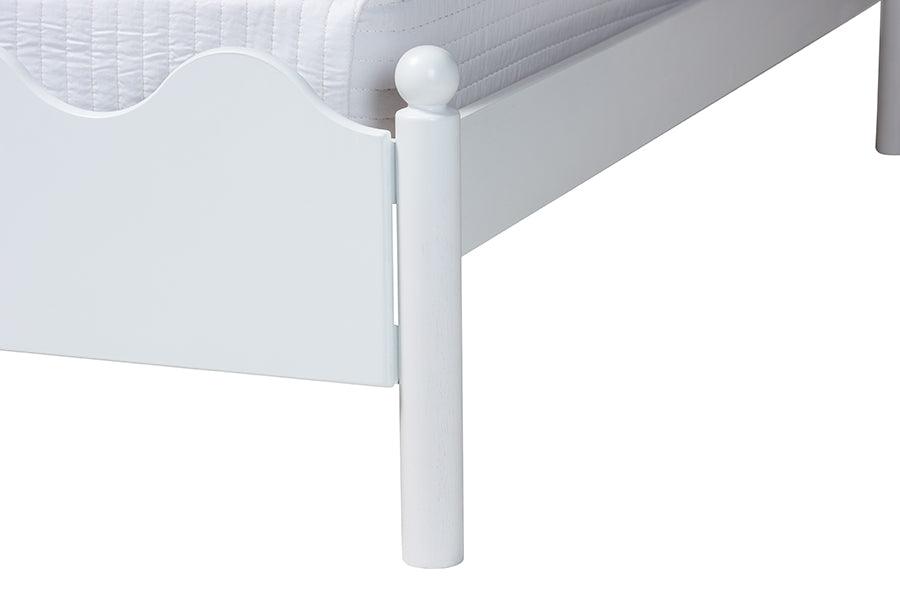 Baxton Studio Malaya Modern White Wood Full Platform Bed with Scalloped Edges FredCo