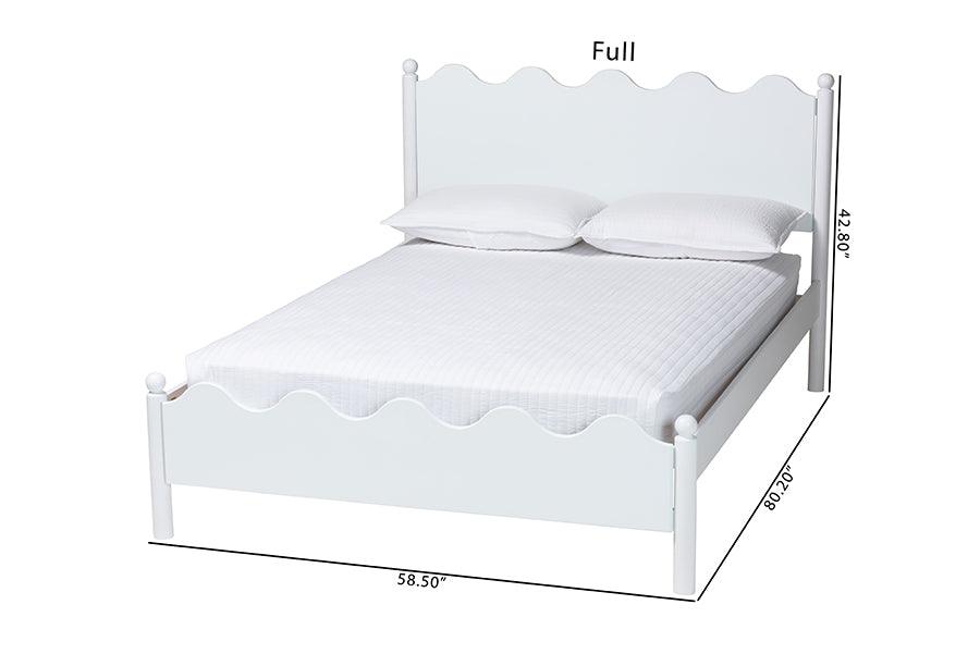 Baxton Studio Malaya Modern White Wood Full Platform Bed with Scalloped Edges FredCo
