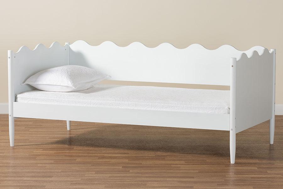 Baxton Studio Malaya Modern White Wood Twin Daybed with Scalloped Edges FredCo