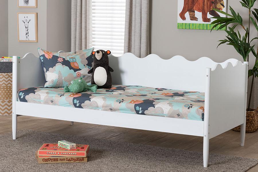 Baxton Studio Malaya Modern White Wood Twin Daybed with Scalloped Edges FredCo