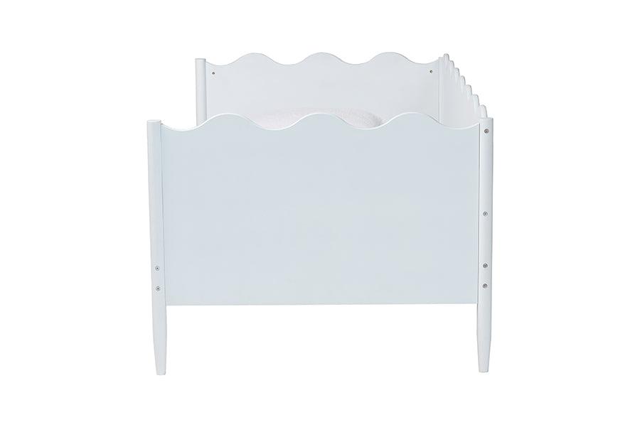 Baxton Studio Malaya Modern White Wood Twin Daybed with Scalloped Edges FredCo