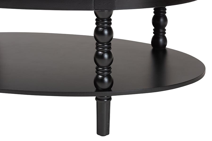 Baxton Studio Malinda Classic Black Wood 1-Drawer Coffee Table with Spindle Legs FredCo